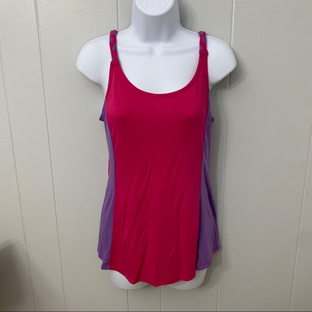 Faded Glory Pink & Purple Tank Top with Braided Strap